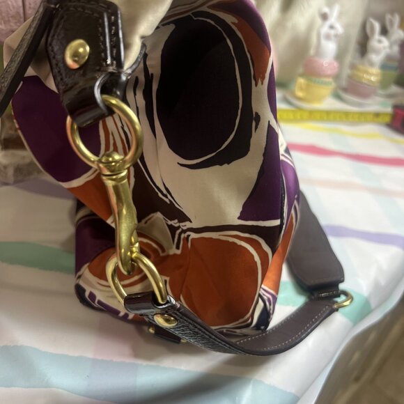 COACH Signature Hand Drawn Scarf Print ASHLEY Satchel Handbag Bag Purse F20034 - Picture 2 of 9